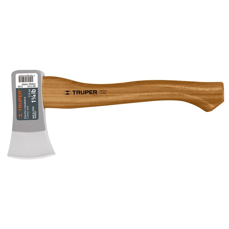 Hacha cazadora 1-1/4 lb, mango hickory 14" Truper