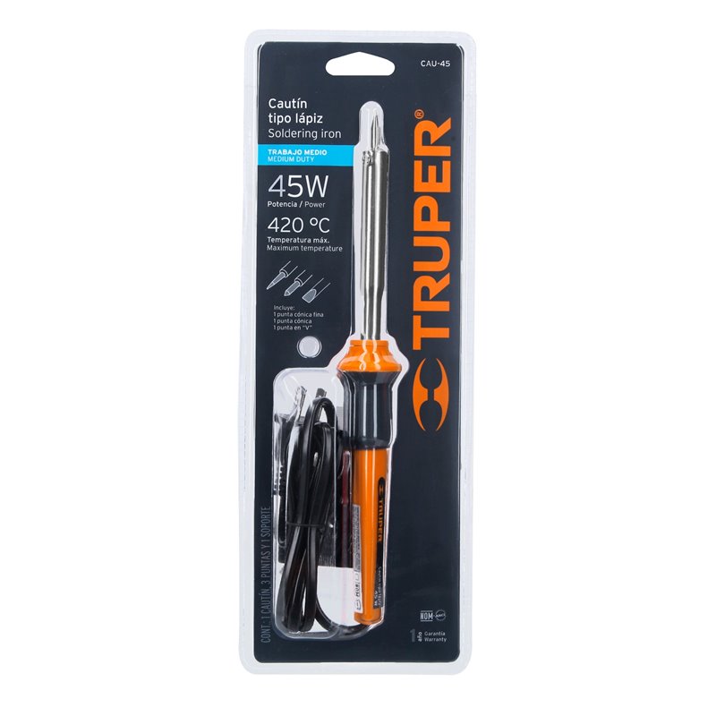 Cautín 45W tipo lápiz naranja Truper