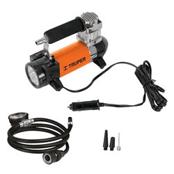 Compresor aire Truper 12V portátil para carro + linterna + maletín