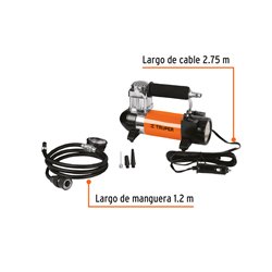 Compresor aire Truper 12V portátil para carro + linterna + maletín