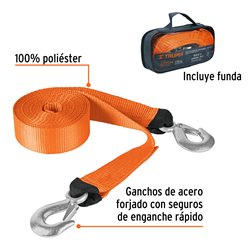 Correa eslinga para remolque con ganchos 2"x5.8m Truper