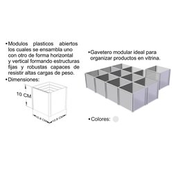 Gaveta modular abierta 10x11x11cm transparente