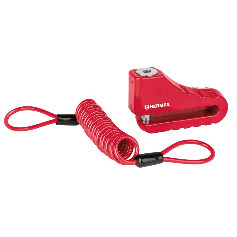 Candado freno de disco moto HERMEX + cable avisador + estuche