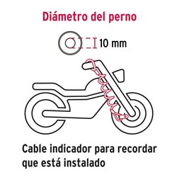 Candado freno de disco moto HERMEX + cable avisador + estuche