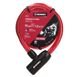 Candado HERMEX guaya para moto 1.2mx15mm acero trenzado +llave automotriz