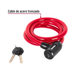 Candado HERMEX guaya para moto 1.2mx15mm acero trenzado +llave automotriz