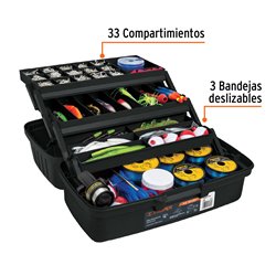 Caja herramientas 16" para pesca + 3 bandejas deslizables Truper