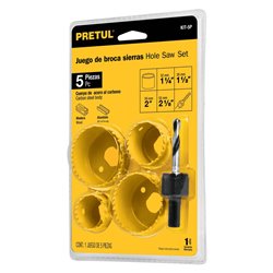 Kit 4 sierra copas acero al carbono + mandril Pretul