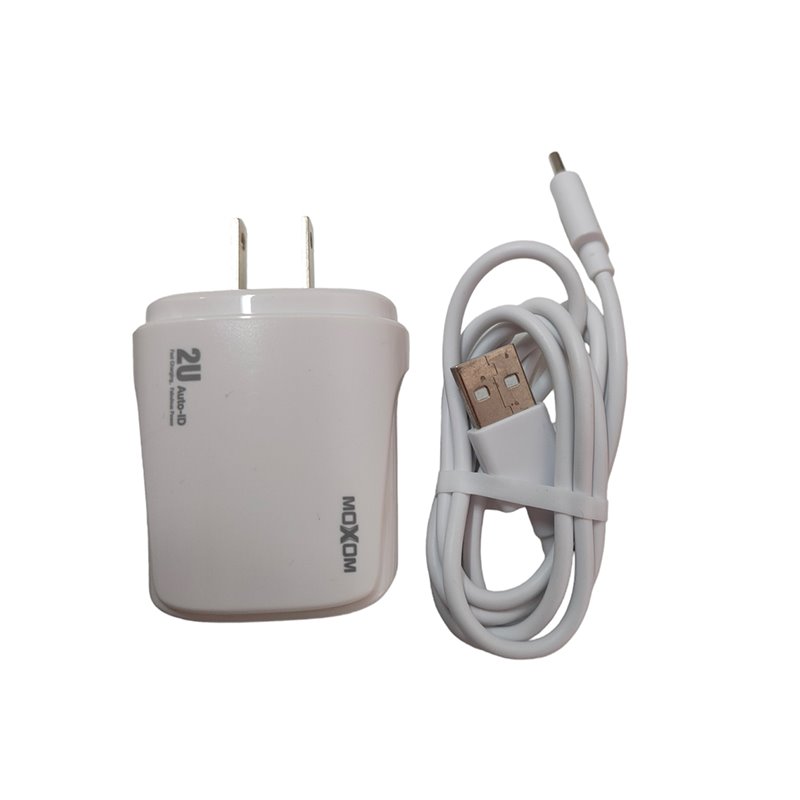 Cargador USB 2 puertos Moxom + cable tipo C