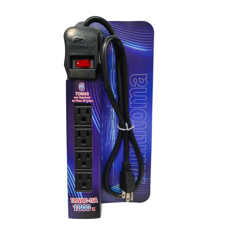 Multitoma regleta con supresor de picos voltimax 6 salidas MRC-333 cable 1m