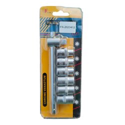 Juego copas dados 3/8" torx hembra E8 a E16 con mango deslizante