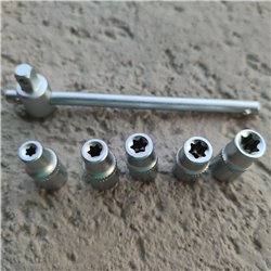 Juego copas dados 1/2" torx hembra E4 a E8 con mango deslizante