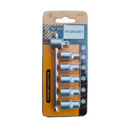 Juego copas dados 1/2" torx hembra E4 a E8 con mango deslizante