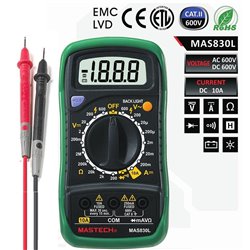 Multimetro Digital DT830L encauchetado + Batería + Puntas