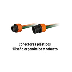 Manguera reforzada 15mtrs 3 capas 1/2" + pistola riego Truper