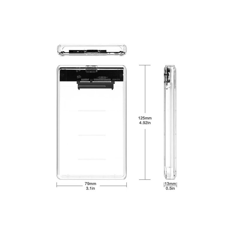 Caja Externa Case Disco Duro Sata 2.5 Usb 3.0 Transparente