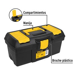 Caja herramientas de 16" con compartimentos Pretul