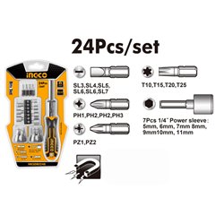 Destornillador ingco 24 piezas profesional magnético Cr-V HKSDB0248