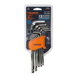 Juego 13 llaves bristol métricas allen hexagonal Truper punta bola