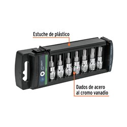 Juego de 7 dados copas Truper punta Torx cuadrante 3/8"