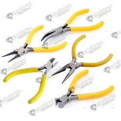 Kit 5 pinzas alicates para electrónica/bisutería 4.5" amarillo