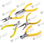 Kit 5 pinzas alicates para electrónica/bisutería 4.5" amarillo