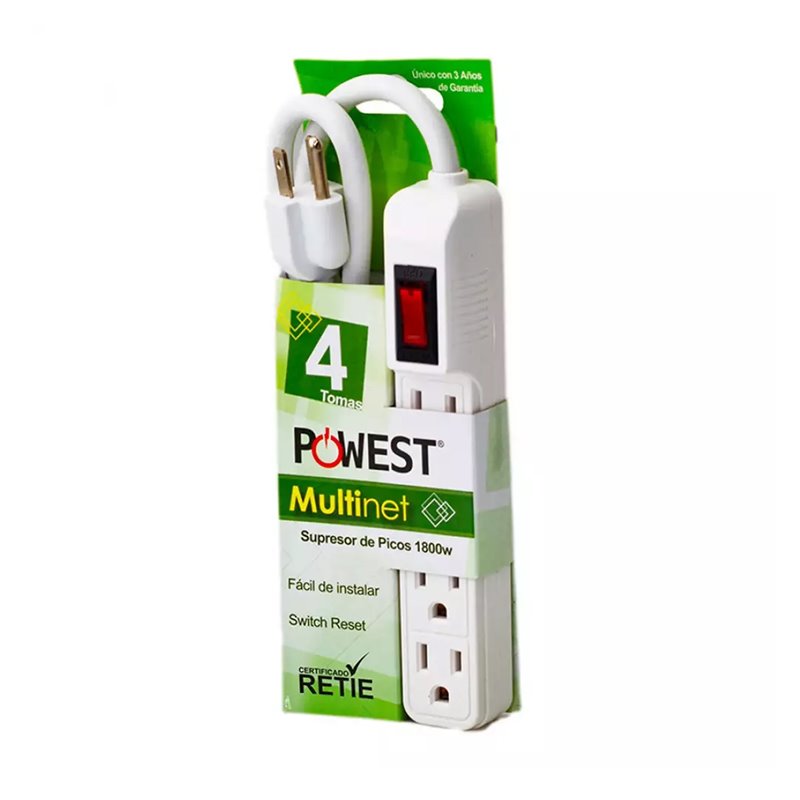 Multitoma Powest supresor de picos 4 puestos 1800W
