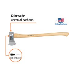Hacha cazadora 3-1/2 Lb mango Hickory 34" Truper
