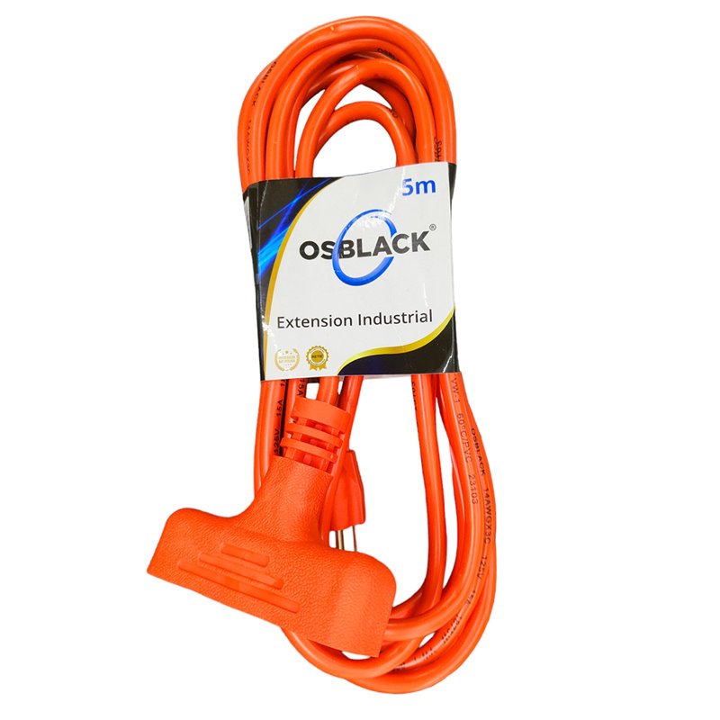 Extensión industrial 3 tomas 5m osblack naranja