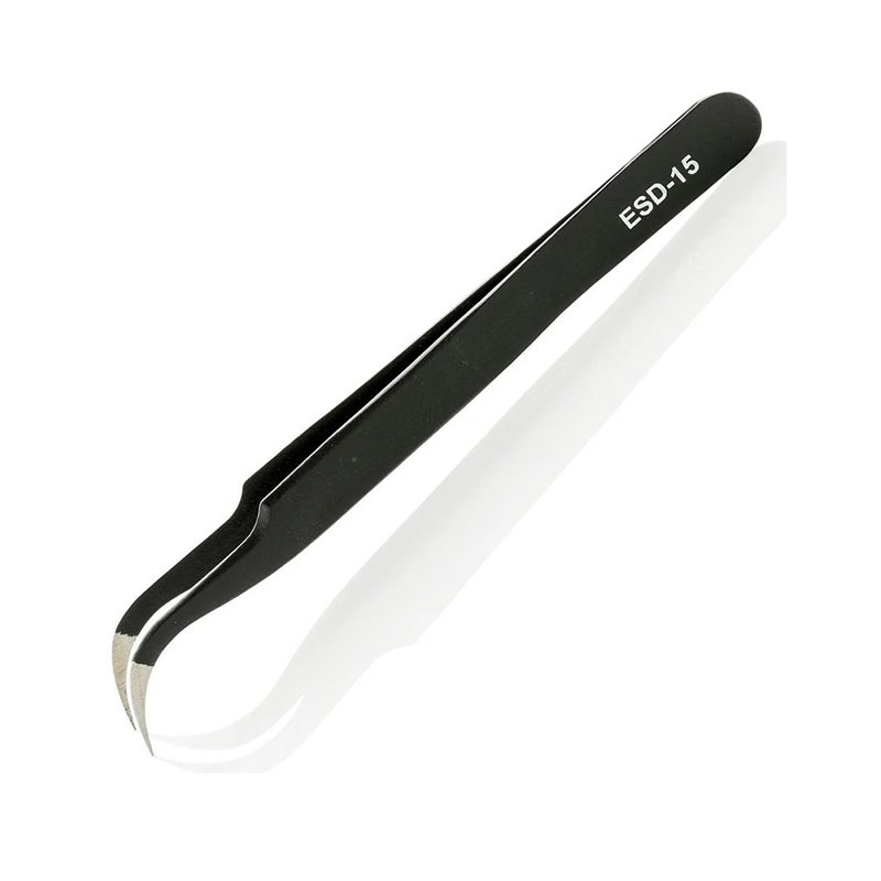 Pinza precisión punta curva antiestática ESD-15 12mm