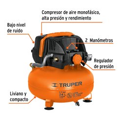 Compresor libre de aceite compacto 24L, 2-2/3HP 127V Truper
