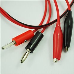 Cable banana caimán par negro rojo 1 metro pegado