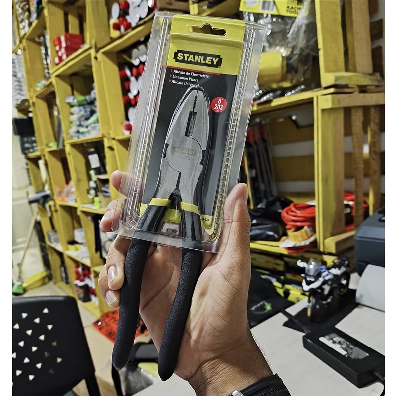 Alicate Stanley electricista 8" Original mango de goma