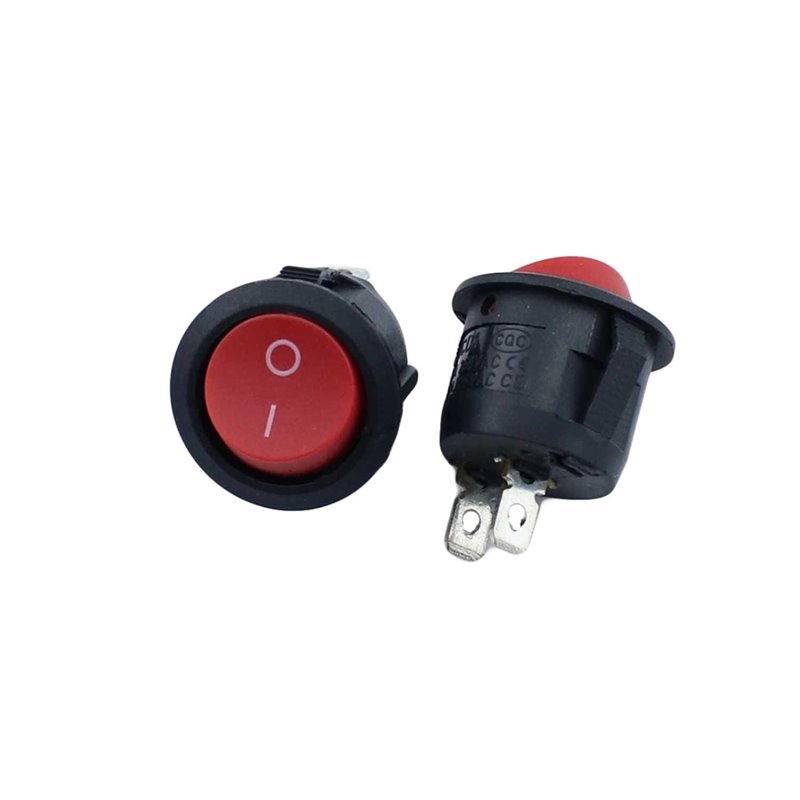 Switch botón redondo rojo 18mm 6A