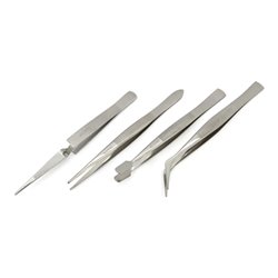 Juego Set De 4 Pinzas En Acero Inoxidable Electrónica Smd