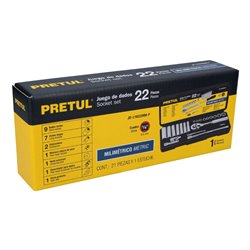Juego de copas 1/4" Pretul 22 piezas milimétrico