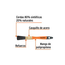 Brocha 1/2" Truper limpieza PC portátil electrónica cerdas negras mango plástico