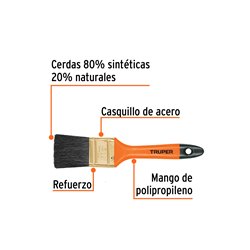 Brocha 1.1/2" Truper limpieza PC electrónica cerdas negras mango plástico