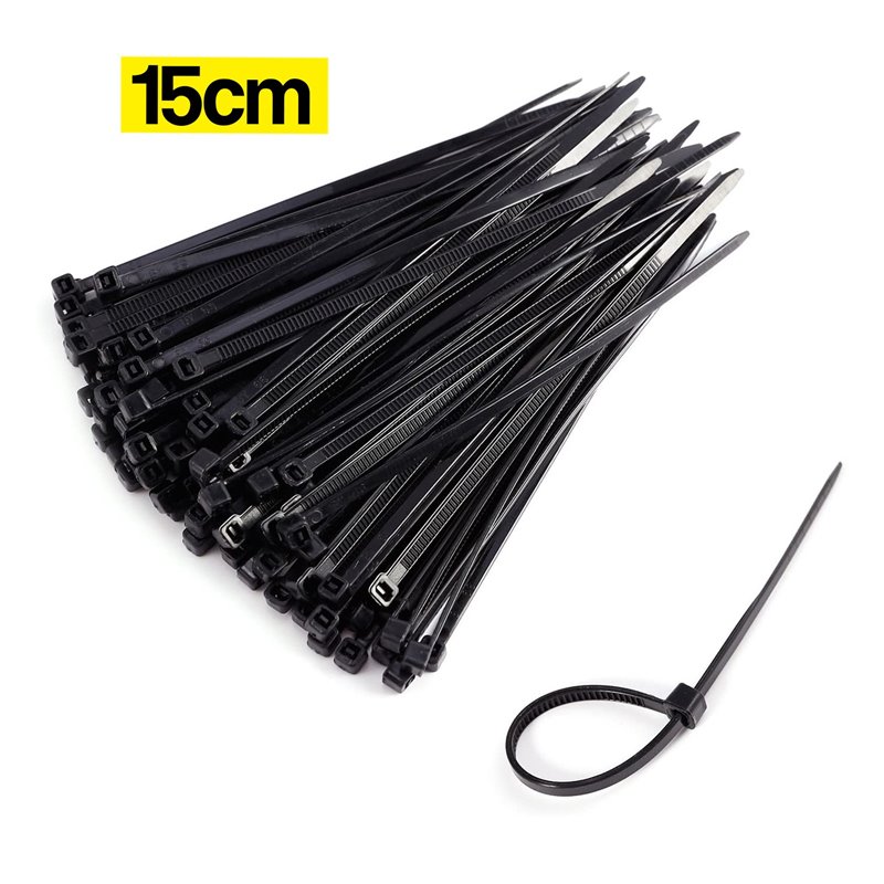 Amarres 15cm plásticos abrazaderas paquete x100 negro