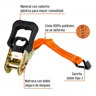 Kit 2 eslinga con ratchet 1000Kg Truper 1.1/4" broches en goma