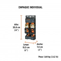 Kit 2 eslinga con ratchet 1000Kg Truper 1.1/4" broches en goma
