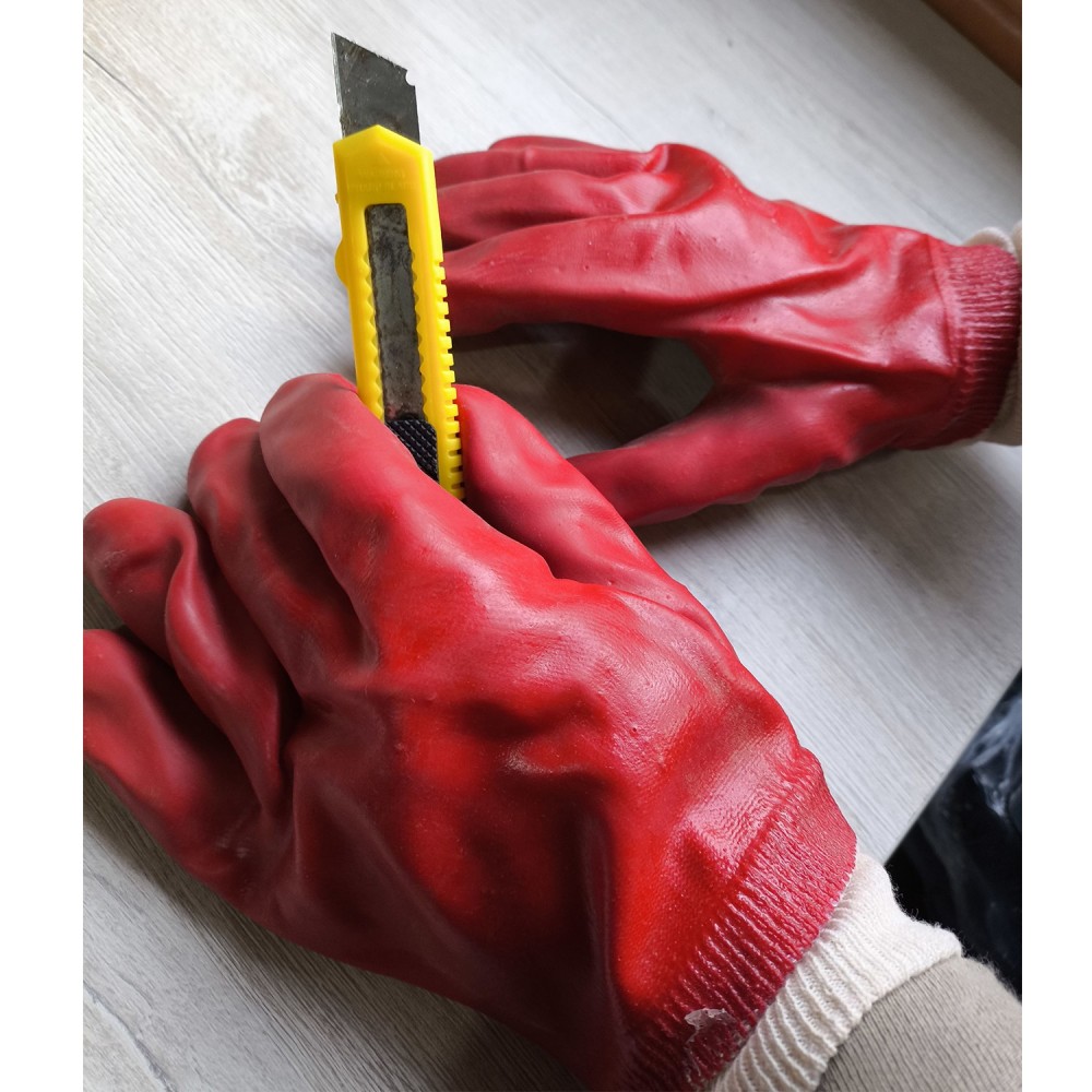 Guantes caucho anticorte rojo grueso