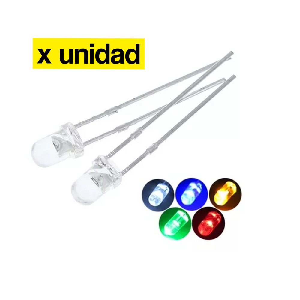 Diodo Led chorro 5mm unidad rojo,amarillo,verde,azul,blanco