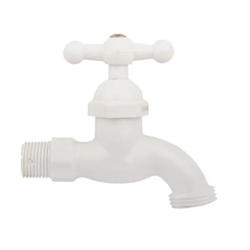 Llave terminal 1/2" plástico blanco jardín lavadero plastgrifos