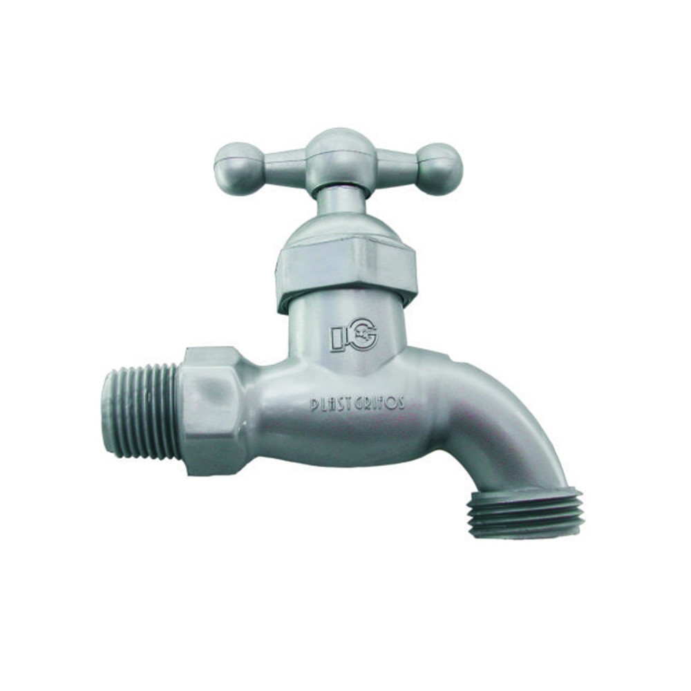 Llave terminal 1/2" plástico gris jardín lavadero plastgrifos