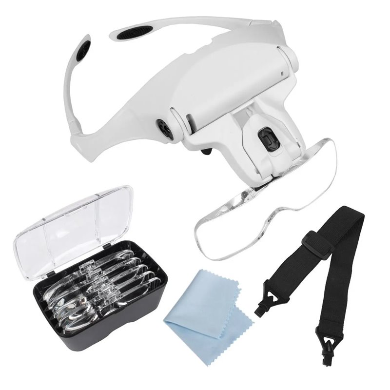 Gafas Lupa Visera Diadema Con Luz Led 5 Lentes Electronica 9892B1