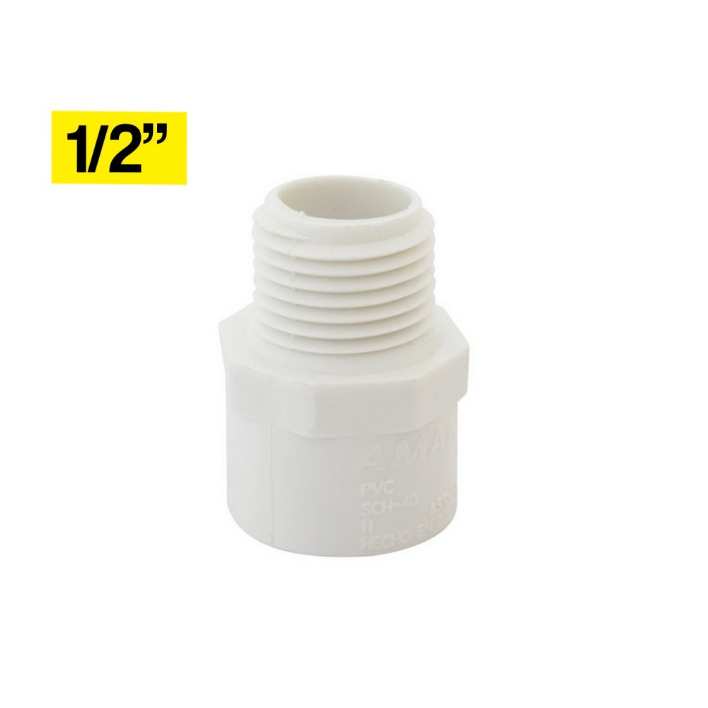 Adaptador 1/2" macho PVC presión media x unidad