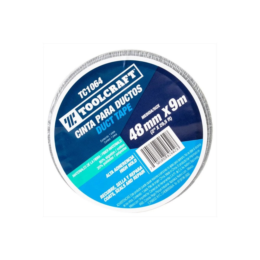 Cinta ducto gris 48mmx9m toolcraft
