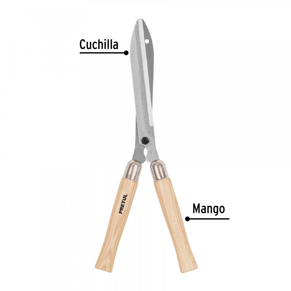 Tijera de podar 49cm jardinería mango madera Pretul