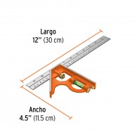 Escuadra de combinación 30cm(12") Truper con punzón para marcar